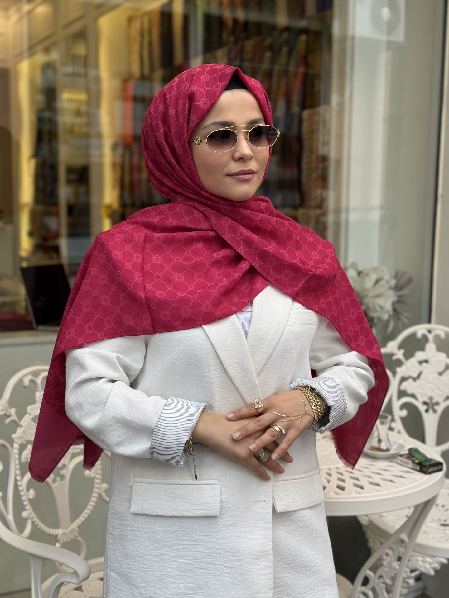 AKER ELEGANCE MONOGRAM ŞAL
