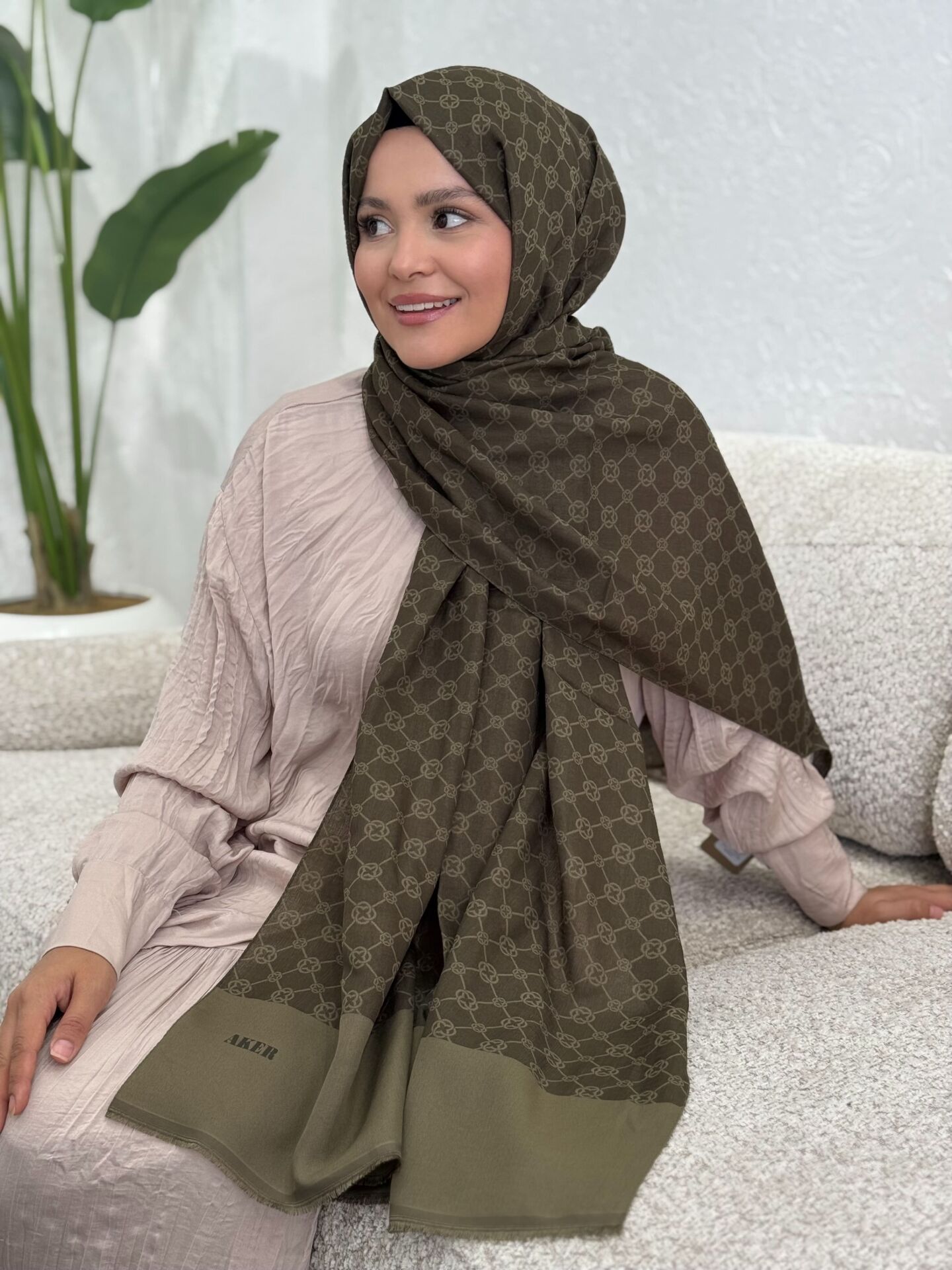 AKER ELEGANCE MONOGRAM ŞAL