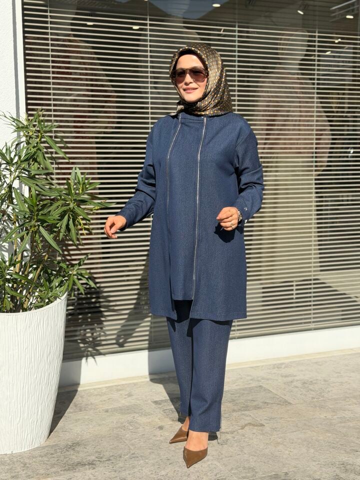ARMİNE TREND FERMUARLI TAKIM LACİVERT