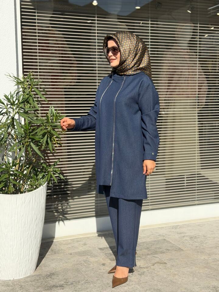 ARMİNE TREND FERMUARLI TAKIM LACİVERT