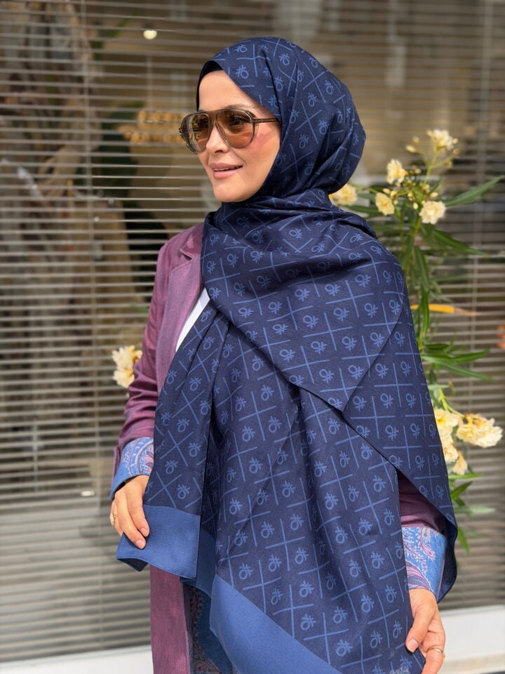 BENETTON ELEGANTE DOS ŞAL LACİVERT