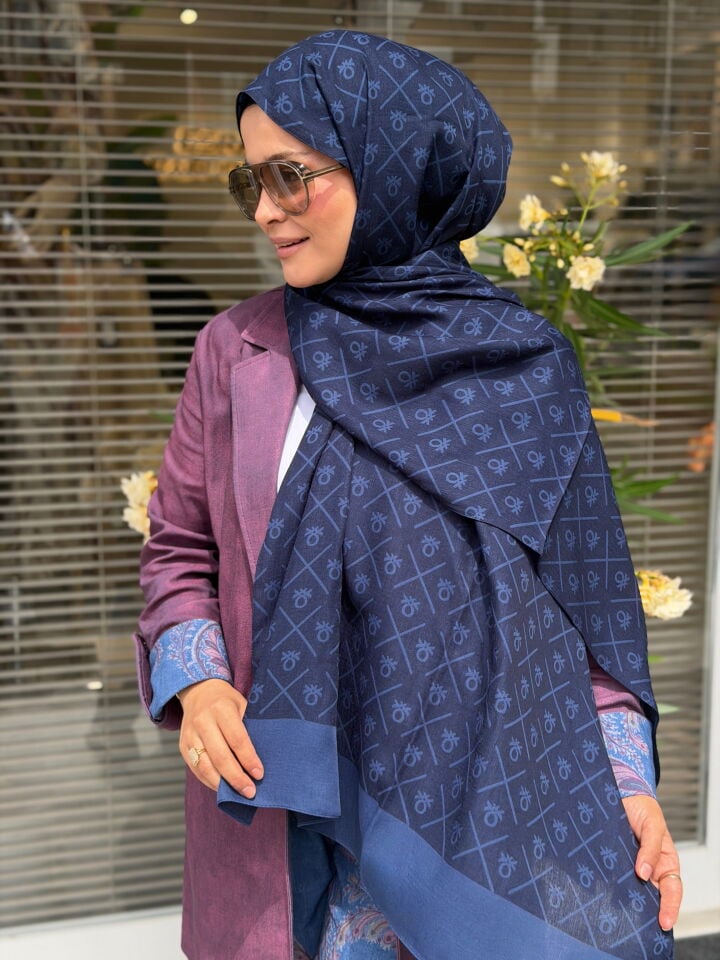 BENETTON ELEGANTE DOS ŞAL LACİVERT