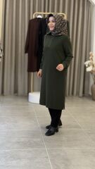 ARMİNE TREND TAM BOY  CEPLİ TUNİK ZÜMRÜT