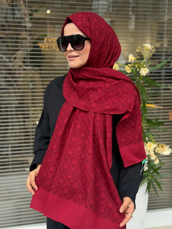 BENETTON ELEGANTE DOS ŞAL AÇIK BORDO