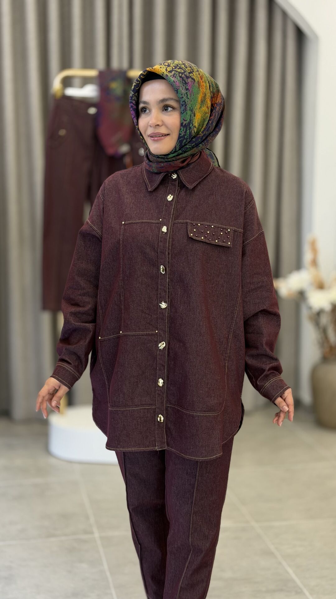 YAQA TASARIM KOT GÖMLEK BORDO