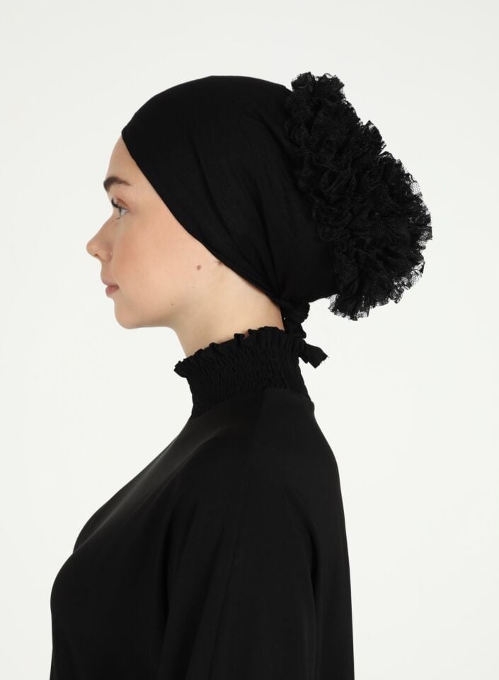 Fırfırlı Dikişli Bone SİYAH