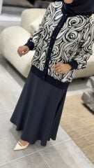 TIĞ TRİKO GÜL DESENLİ SATEN ETEKLİ TAKIM