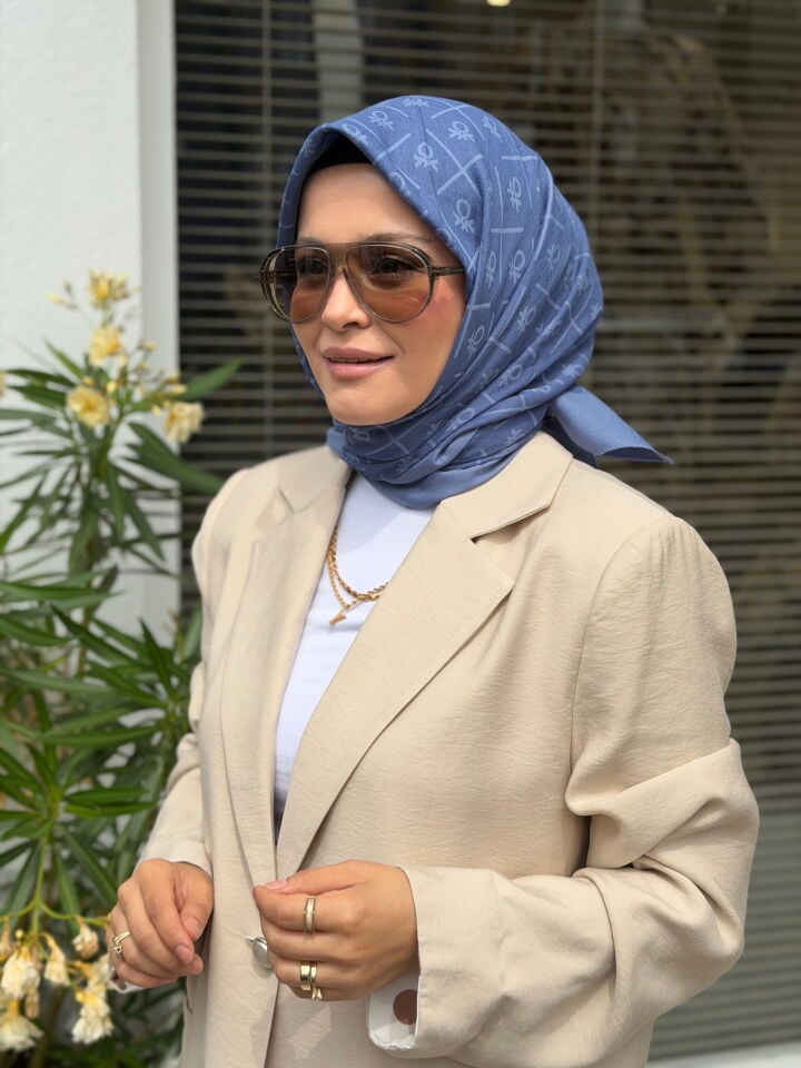 BENETTON ELEGANTE DOS EŞARP İNDİGO