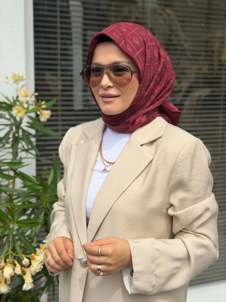 BENETTON ELEGANTE DOS EŞARP KOYU BORDO