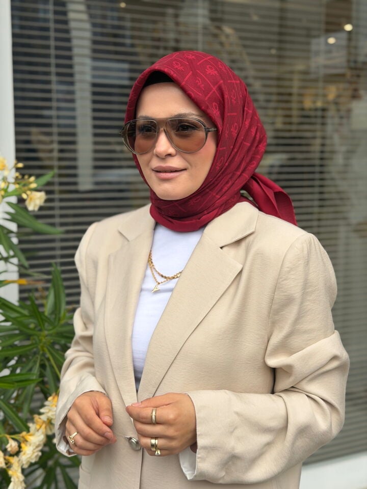 BENETTON ELEGANTE DOS EŞARP AÇIK BORDO