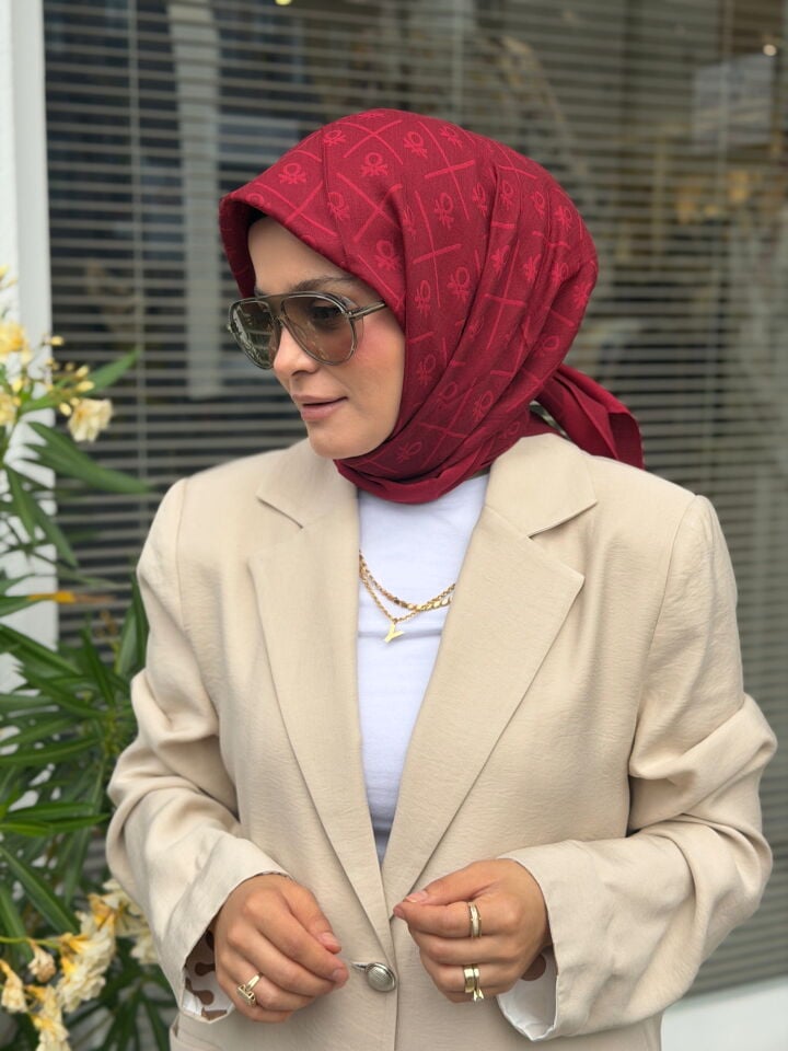 BENETTON ELEGANTE DOS EŞARP AÇIK BORDO