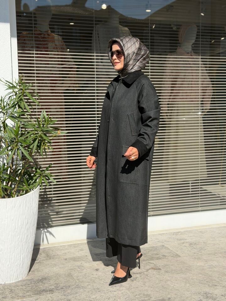 ARMİNE TREND KADİFE KUMAŞ DETAYLI KAP SİYAH