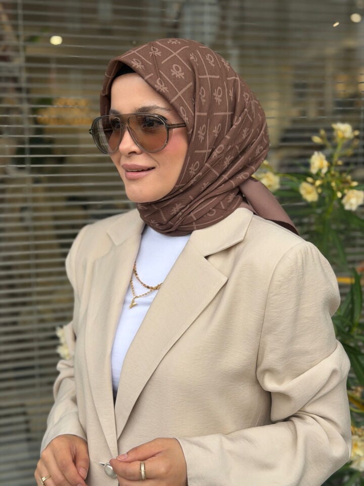 BENETTON ELEGANTE DOS EŞARP KOYU KAHVE