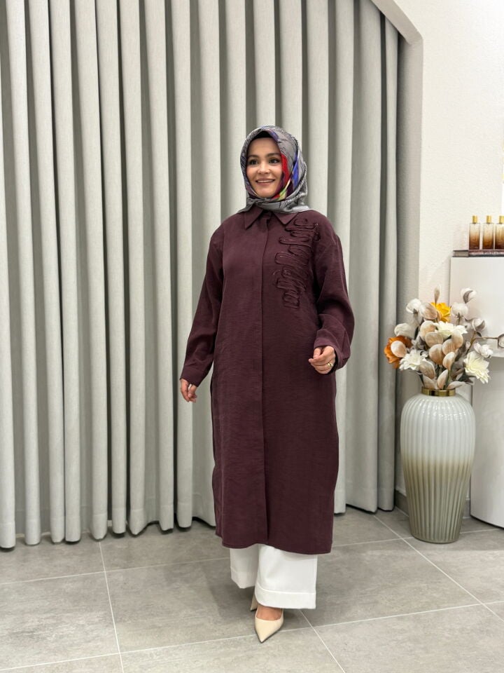 ARMİNE TREND TENCEL KUMAŞ TAM BOY TUNİK BORDO