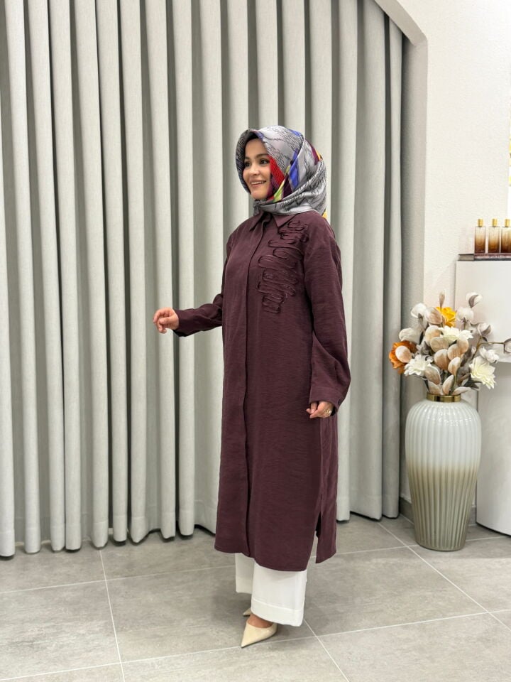 ARMİNE TREND TENCEL KUMAŞ TAM BOY TUNİK BORDO