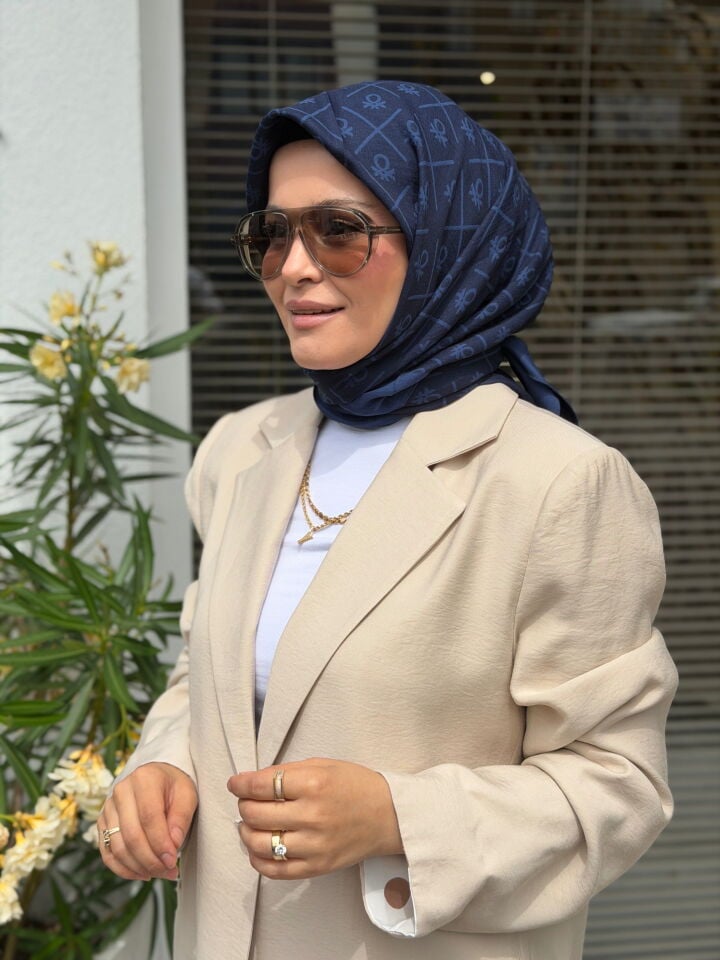 BENETTON ELEGANTE DOS EŞARP LACİVERT