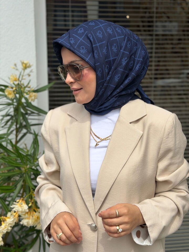 BENETTON ELEGANTE DOS EŞARP LACİVERT