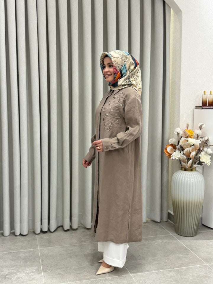 ARMİNE TREND TENCEL KUMAŞ TAM BOY TUNİK VİZON