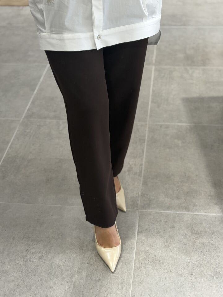 ARMİNE TREND DOUBLE KREP HAVUÇ PANTOLON KAHVE