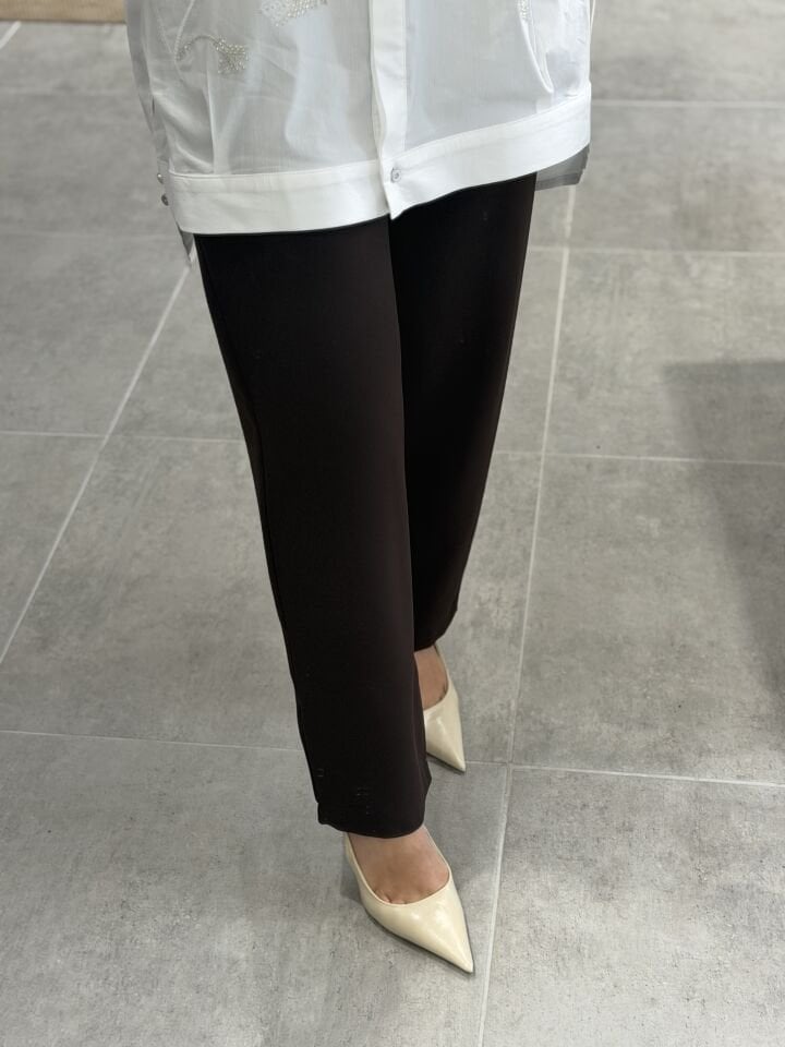 ARMİNE TREND DOUBLE KREP HAVUÇ PANTOLON KAHVE