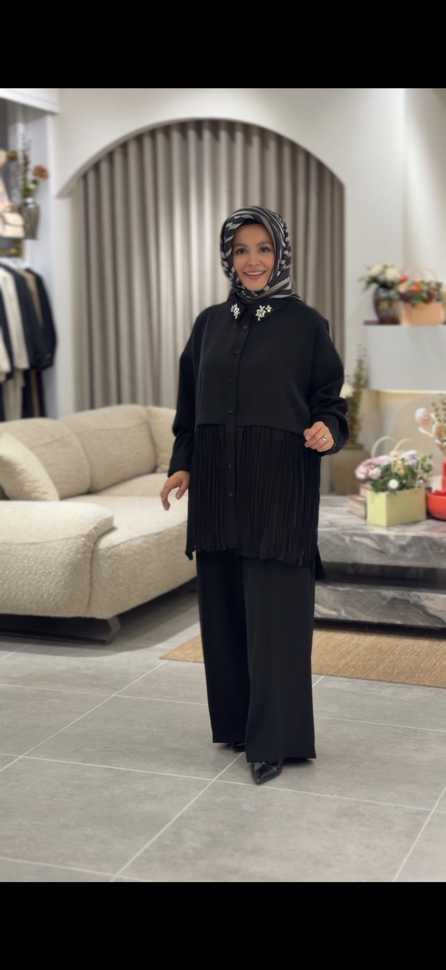 YAQA KREP ŞIK TAKIM SİYAH