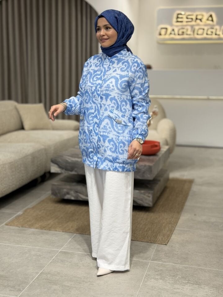 ARMİNE BOMBER CEKETLİ KETEN PANTOLONLU TAKIM