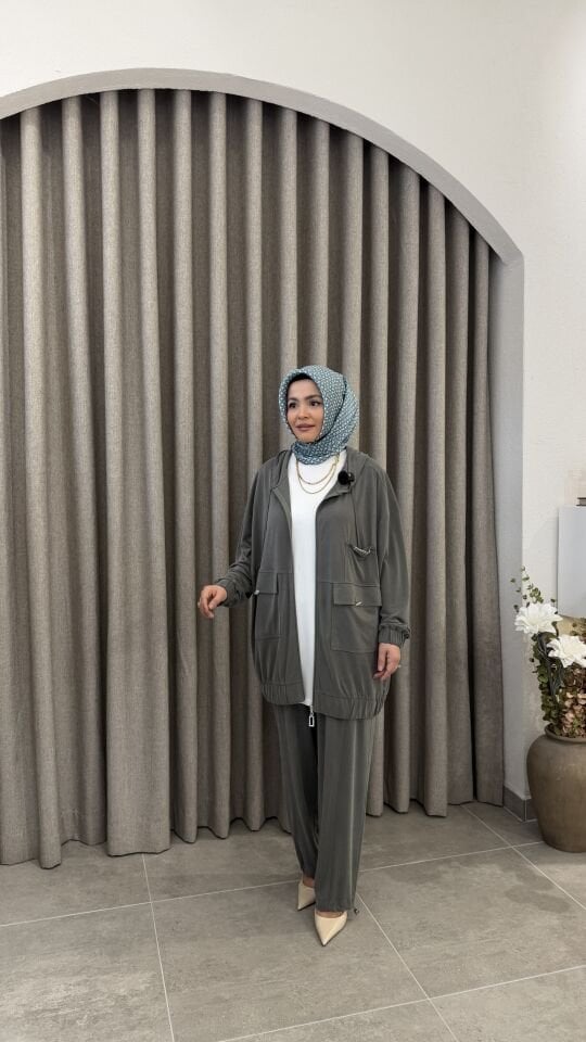 TIĞ TRİKO METAL TAŞLI PANTOLONLU TAKIM MİNT