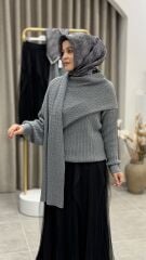 TIĞ TRİKO SAÇ ÖRGÜ ŞAL DETAYLI KAZAK