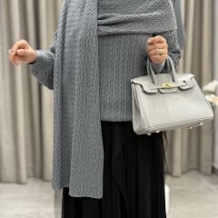 TIĞ TRİKO SAÇ ÖRGÜ ŞAL DETAYLI KAZAK