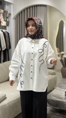 YAQA TASARIM OVERSİZE GÖMLEK BEYAZ