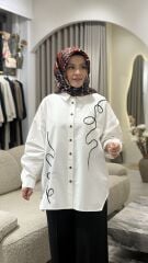 YAQA TASARIM OVERSİZE GÖMLEK BEYAZ