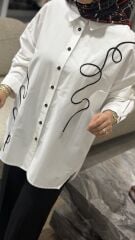 YAQA TASARIM OVERSİZE GÖMLEK BEYAZ