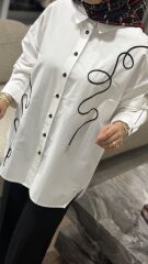 YAQA TASARIM OVERSİZE GÖMLEK BEYAZ