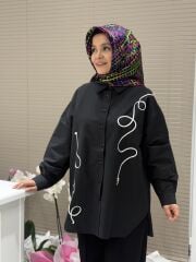 YAQA TASARIM OVERSİZE GÖMLEK SİYAH