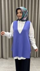 TIĞ TRİKO ÇELİK ÖRME V YAKA SÜVETER MOR