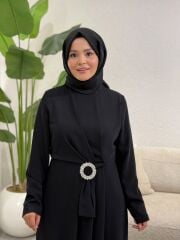 İTHAL KREP ELBİSE SİYAH