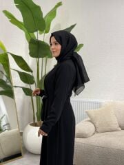 İTHAL KREP ELBİSE SİYAH