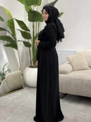 İTHAL KREP ELBİSE SİYAH