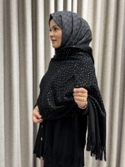 TAŞLI OMUZ ŞALI SİYAH