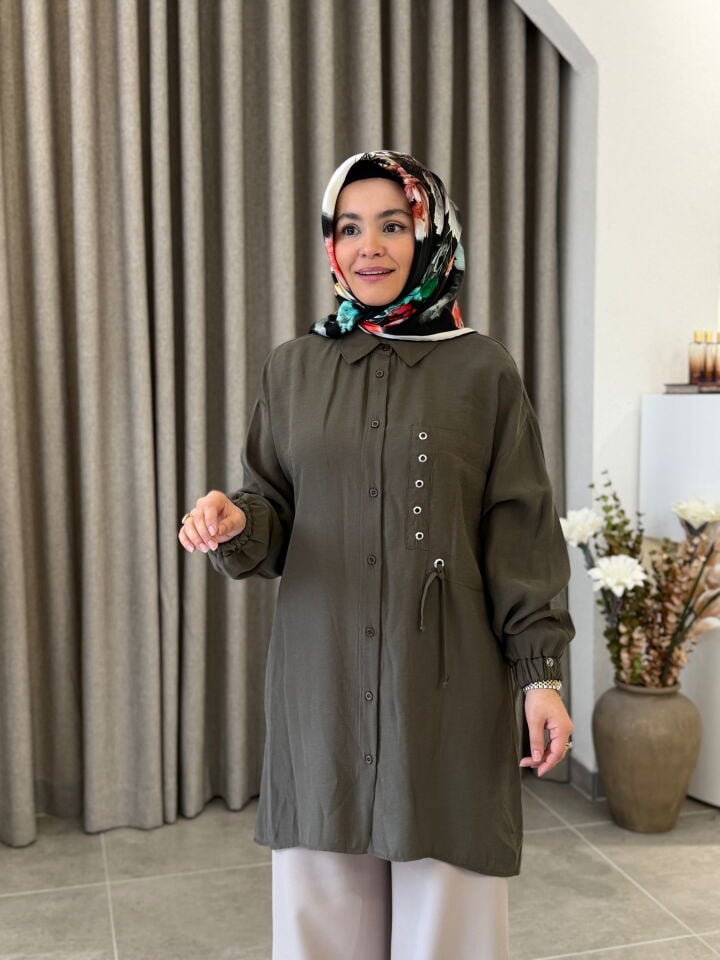 ARMİNE TREND TENCEL GÖMLEK HAKİ