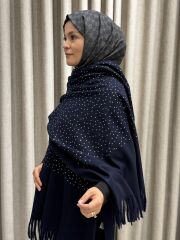 TAŞLI OMUZ ŞALI LACİVERT