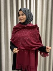 TAŞLI OMUZ ŞALI BORDO
