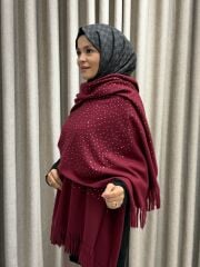 TAŞLI OMUZ ŞALI BORDO