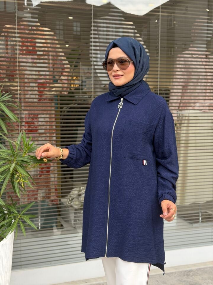 ARMİNE TREND MÜSLİN SPOR PANTALONLU TAKIM LACİVERT