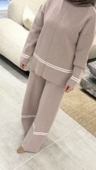 YAQA ÇELİK ÖRME TRİKO PANTOLONLU TAKIM BEJ