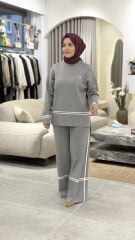 YAQA ÇELİK ÖRME TRİKO PANTOLONLU TAKIM GRİ