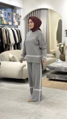 YAQA ÇELİK ÖRME TRİKO PANTOLONLU TAKIM GRİ