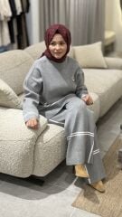 YAQA ÇELİK ÖRME TRİKO PANTOLONLU TAKIM GRİ