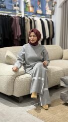 YAQA ÇELİK ÖRME TRİKO PANTOLONLU TAKIM GRİ