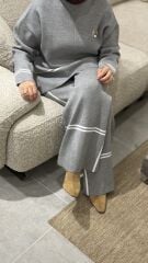 YAQA ÇELİK ÖRME TRİKO PANTOLONLU TAKIM GRİ